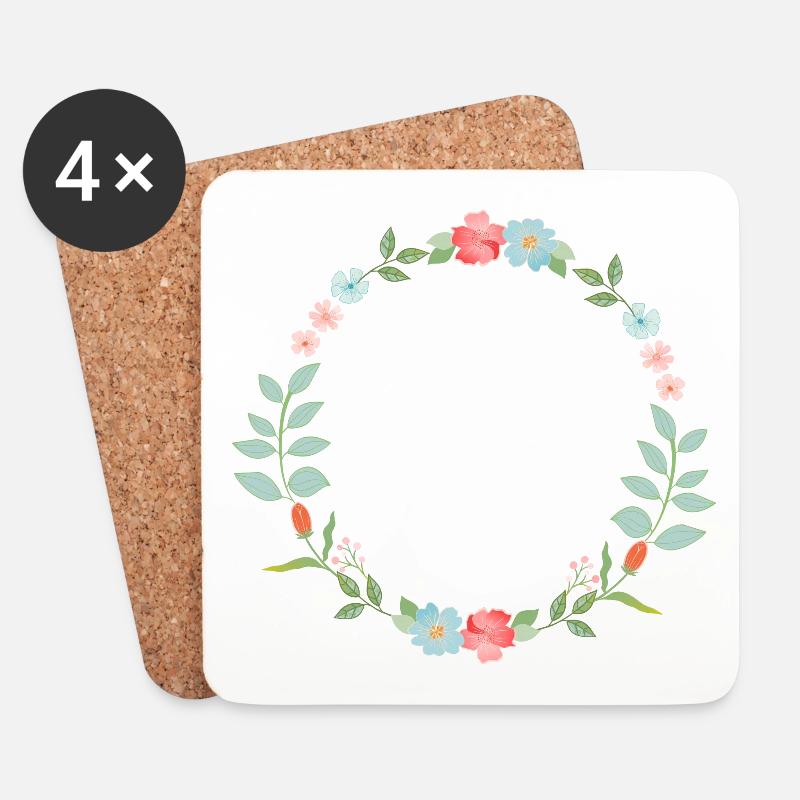 Blumenkranz - Untersetzer (4er-Set) - Weiß