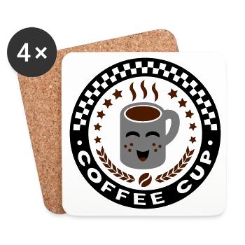 Coffee Cup (Emblem) - Untersetzer (4er-Set) - Weiß - Vorne