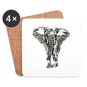 Éléphant - Dessous de verre (lot de 4) - blanc - Devant