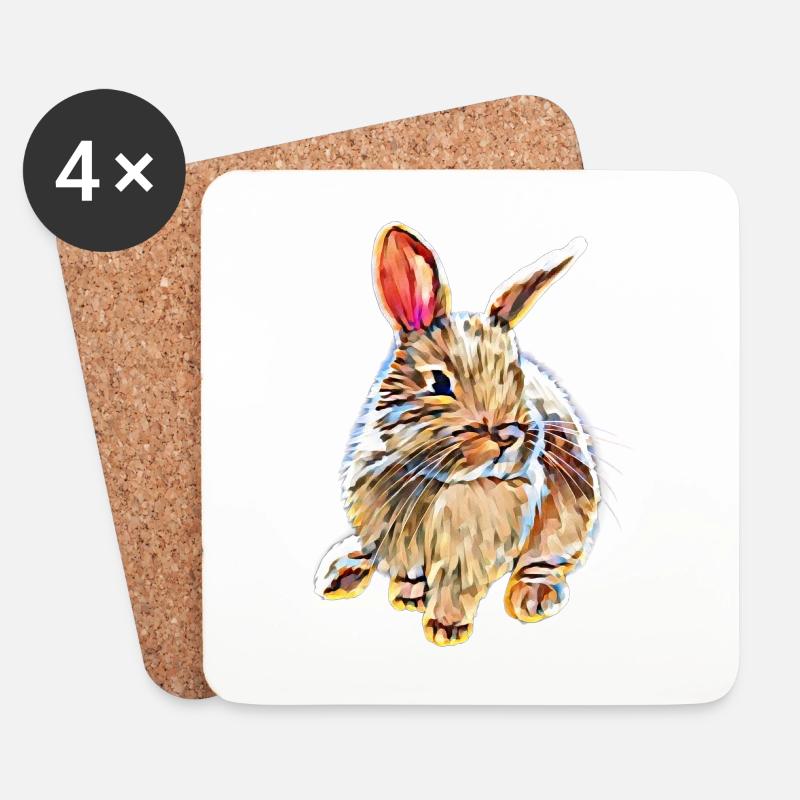Kaninchen - Untersetzer (4er-Set) - Weiß