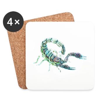Scorpion - Dessous de verre (lot de 4) - blanc - Devant