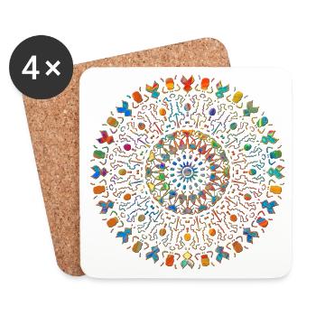 Mandala oriental tribal delicate orange special - Coasters (set of 4) - white - Front