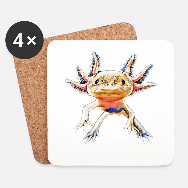 Axolotl - Untersetzer (4er-Set) - Weiß
