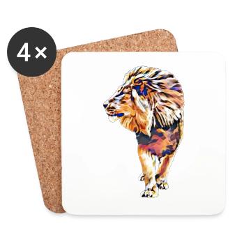 Lion - Dessous de verre (lot de 4) - blanc - Devant