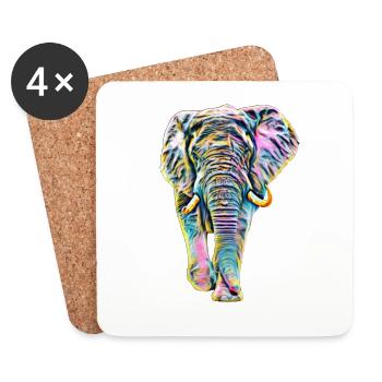 Éléphant - Dessous de verre (lot de 4) - blanc - Devant