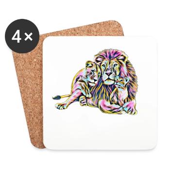 Les lions - Dessous de verre (lot de 4) - blanc - Devant