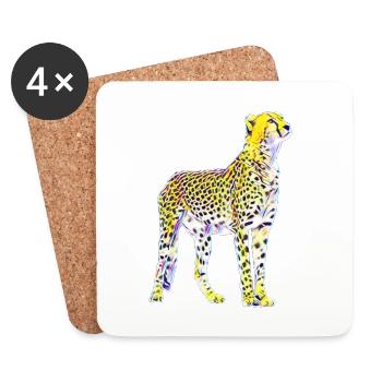 cheetah - Coasters (set of 4) - white - Front
