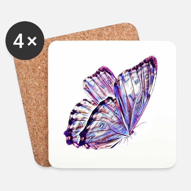 Schmetterling - Untersetzer (4er-Set) - Weiß