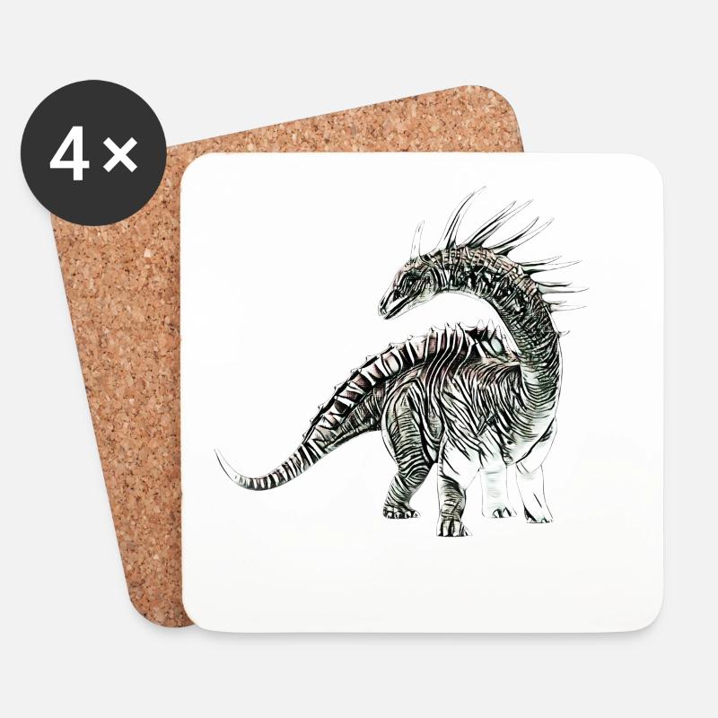 Dinosaurier - Untersetzer (4er-Set) - Weiß