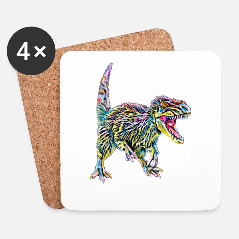 Dinosaurier - Untersetzer (4er-Set) - Weiß