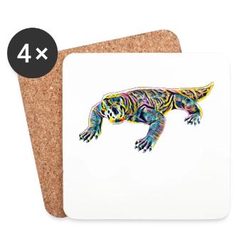 Lézard moniteur - Dessous de verre (lot de 4) - blanc - Devant