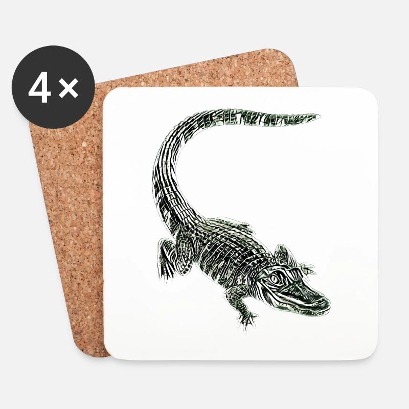 Alligator - Untersetzer (4er-Set) - Weiß