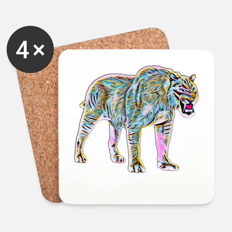 Säbelzahntiger - Untersetzer (4er-Set) - Weiß
