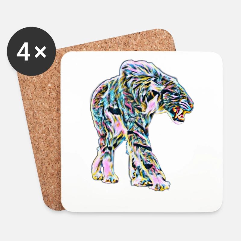 Säbelzahntiger - Untersetzer (4er-Set) - Weiß