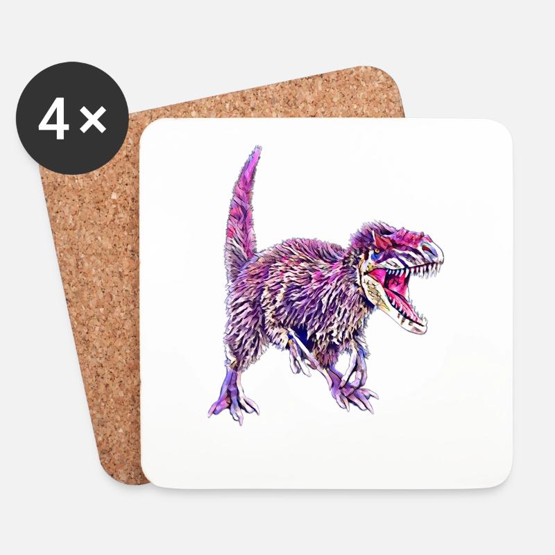 Dinosaurier - Untersetzer (4er-Set) - Weiß