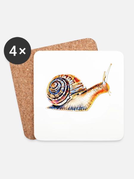 Schnecke - Untersetzer (4er-Set) - Weiß
