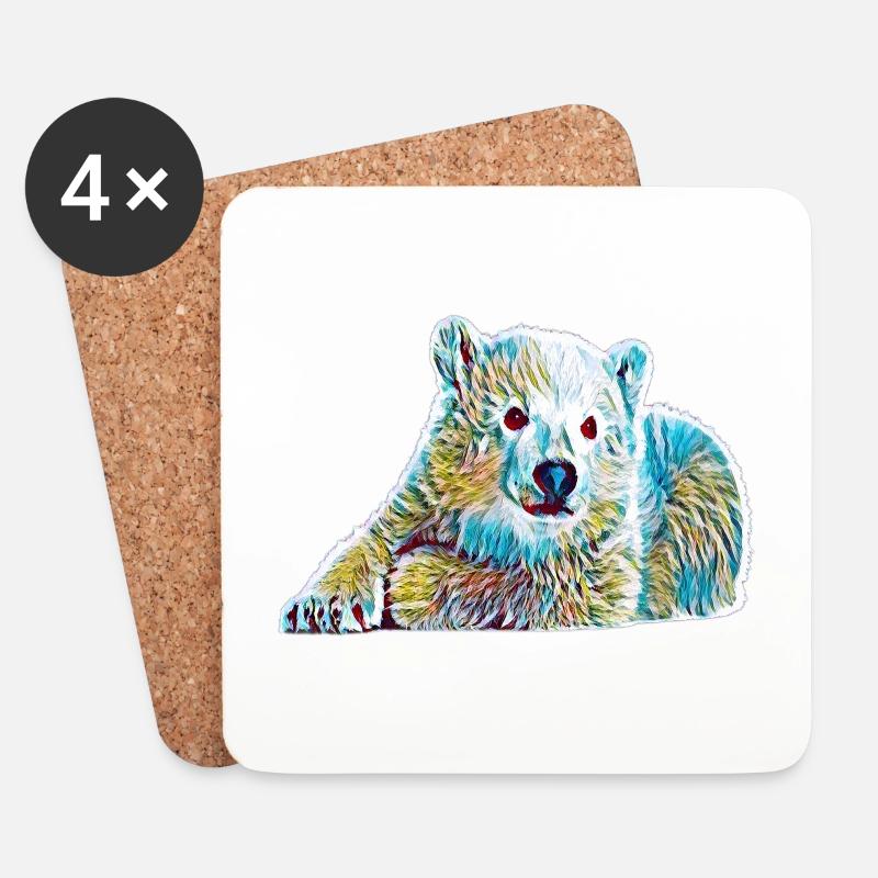Eisbär - Untersetzer (4er-Set) - Weiß