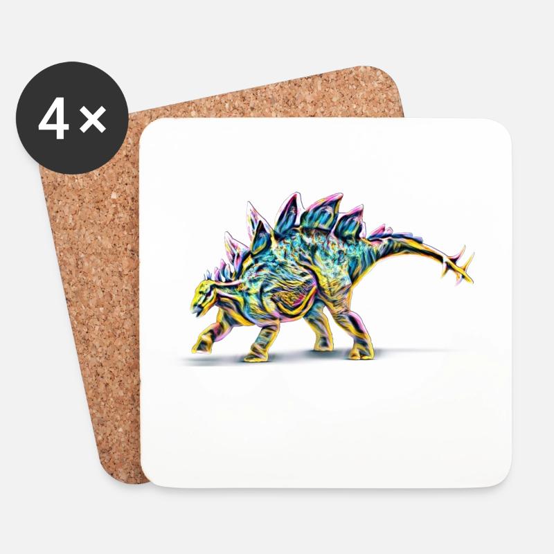 Stegosaurus - Untersetzer (4er-Set) - Weiß