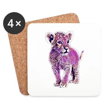 Lion - Dessous de verre (lot de 4) - blanc - Devant