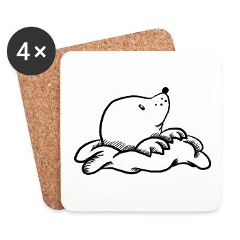 Sweet mole, black. - Coasters (set of 4) - white - Front