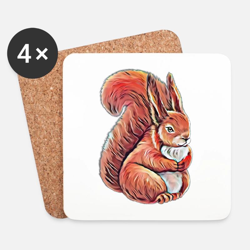 Eichhörnchen - Untersetzer (4er-Set) - Weiß