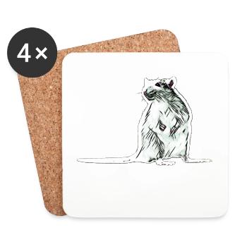 Ratte - Untersetzer (4er-Set) - Weiß - Vorne