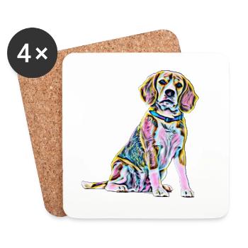 beagle - Coasters (set of 4) - white - Front