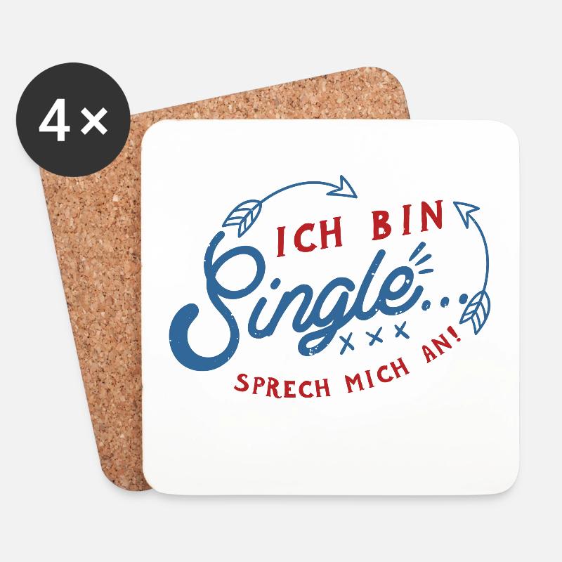 Ich bin Single - Untersetzer (4er-Set) - Weiß