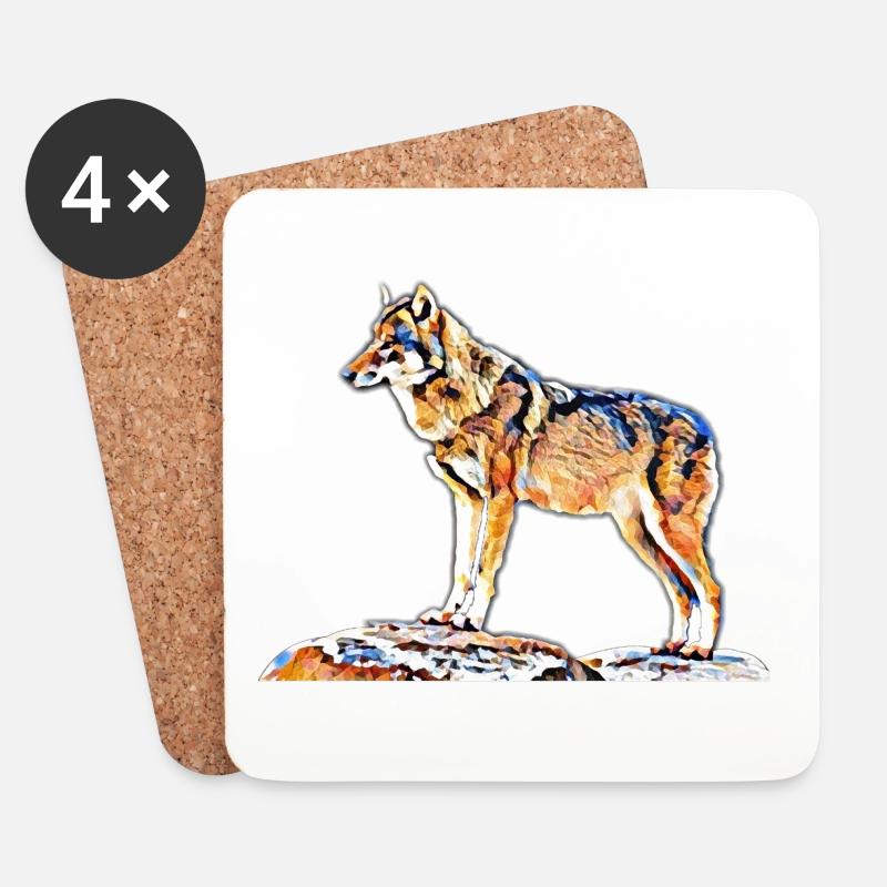 Wolf - Untersetzer (4er-Set) - Weiß