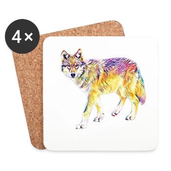 Loup - Dessous de verre (lot de 4) - blanc - Devant