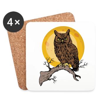 Hibou - Dessous de verre (lot de 4) - blanc - Devant