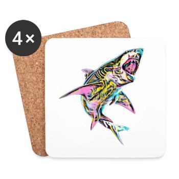 White shark - Coasters (set of 4) - white - Front