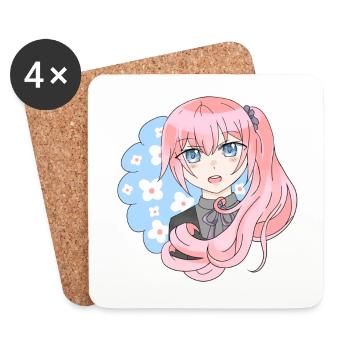 Manga Flower Girl - Dessous de verre (lot de 4) - blanc - Devant