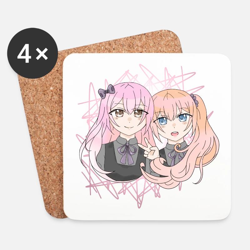 Manga Girls - Untersetzer (4er-Set) - Weiß