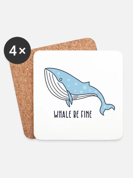 whale - Coasters (set of 4) - white