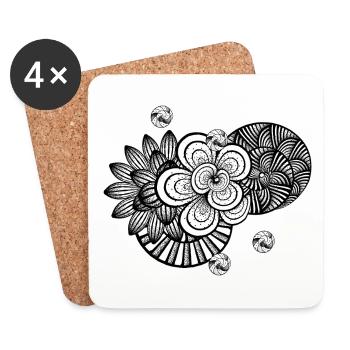 white and black - abstract - design - Coasters (set of 4) - white - Front
