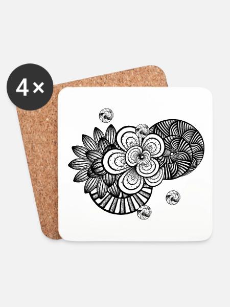 white and black - abstract - Design - Untersetzer (4er-Set) - Weiß