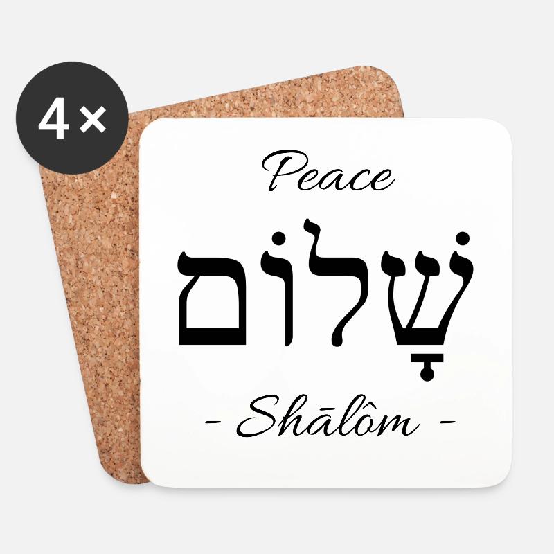 Peace - Friede - Shalom - Hebräisch - Untersetzer (4er-Set) - Weiß