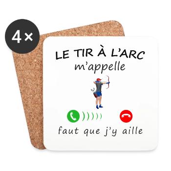 le tir à l'arc m'appelle de la collection 'appel" - Dessous de verre (lot de 4) - blanc - Devant