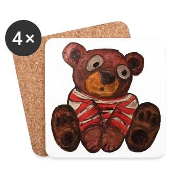 Teddy - Gruselig süß - Untersetzer (4er-Set) - Weiß - Vorne