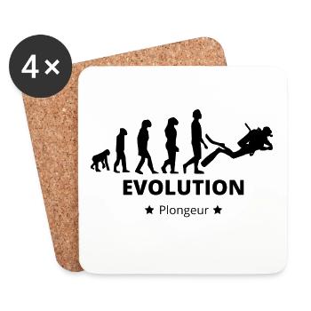 Evolution - Taucher - Untersetzer (4er-Set) - Weiß - Vorne