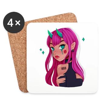 Demon Girl, Devil Girl, petit diable - Dessous de verre (lot de 4) - blanc - Devant