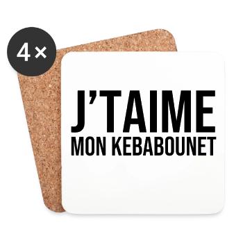 Je t'aime mon kebab kebabounet fastfood - Dessous de verre (lot de 4) - blanc - Devant