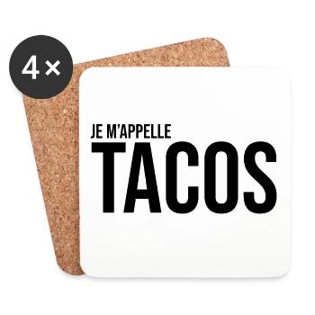 je m'appelle tacos fast food - Dessous de verre (lot de 4) - blanc - Devant