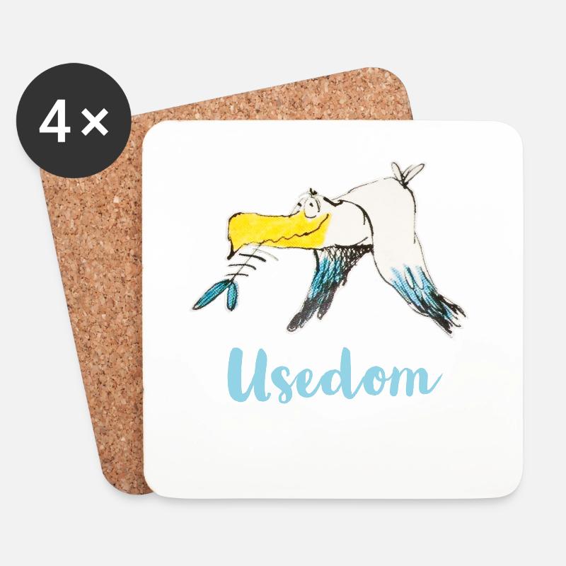 Witzige Moewe von Usedom - Untersetzer (4er-Set) - Weiß