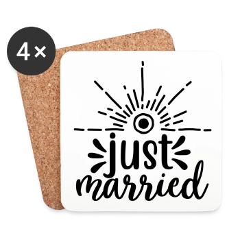 Just married - Hochzeitsdesign - Untersetzer (4er-Set) - Weiß - Vorne