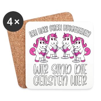 Mallorca Sprüche Einhorn Party Die Geilsten hier - Untersetzer (4er-Set) - Weiß - Vorne