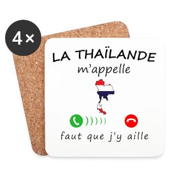 La Thaïlande m'appelle de la collection "appel" - Dessous de verre (lot de 4) - blanc - Devant
