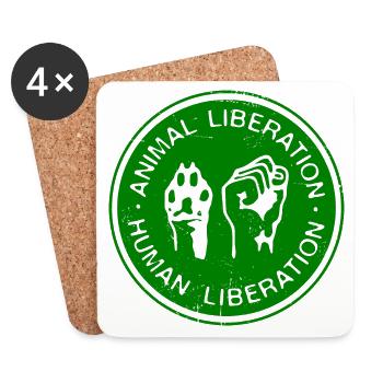 Animal Liberation Human Liberation - Coasters (set of 4) - white - Front