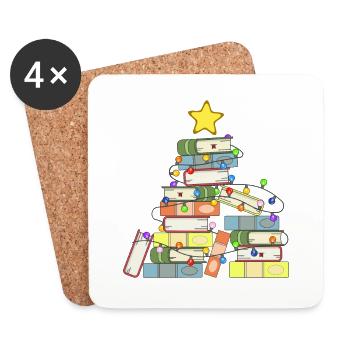 Bookish Christmas Tree I - Coasters (set of 4) - white - Front